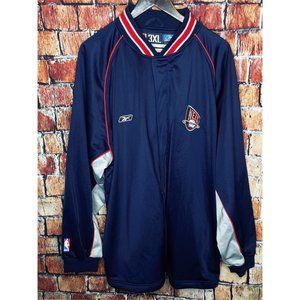 VTG New Jersey Nets Reebok NBA Authentic Warm Up Jacket Men’s 3XL Navy Blue
